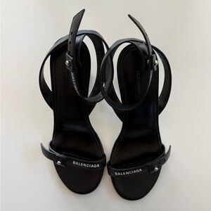 Balenciaga Black Leather Strappy Heels